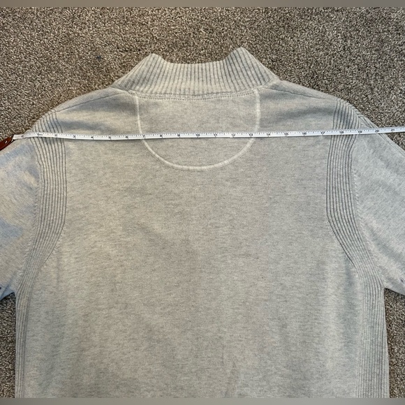 Tommy Bahama Men's Full Zip Knit Sweater Hthr Lt Gray Mock Neck Zip Pockets Sz M - Picture 11 of 12